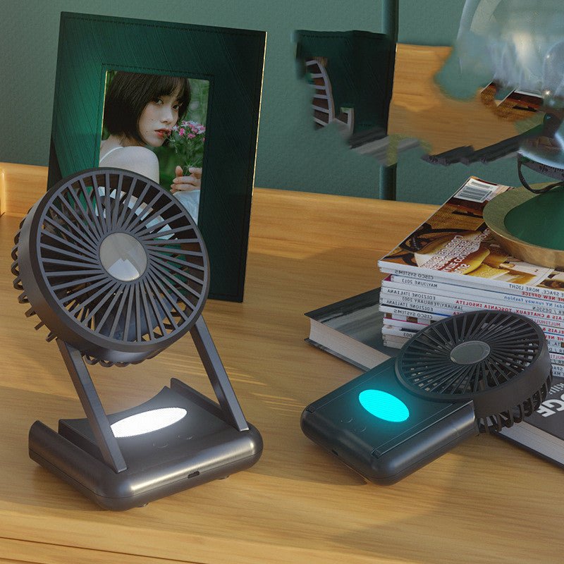 23 Hours Mini Silent Handheld Fan LED Night Light Fan Desktop Folding Small Electric Fan Portable Fan