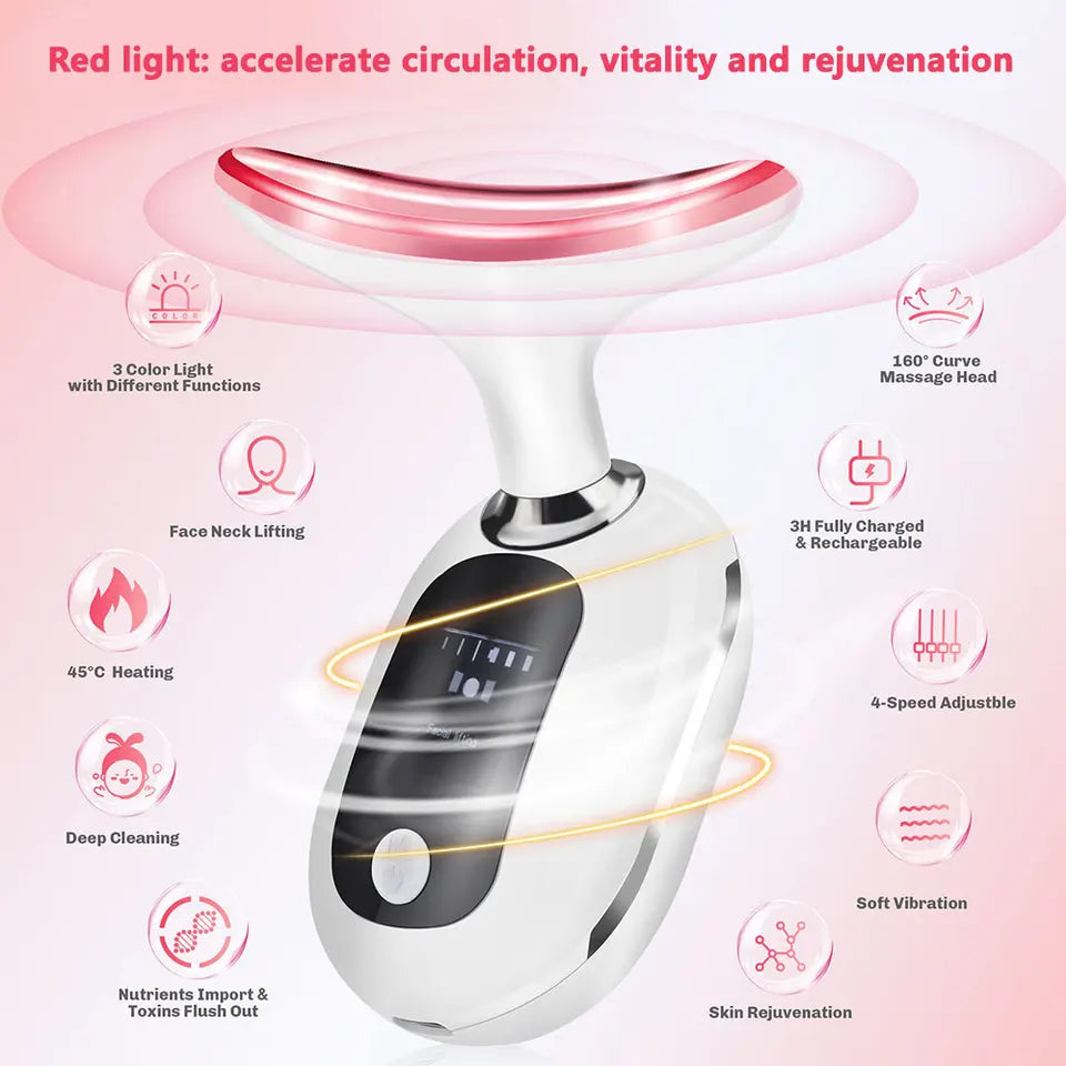 Neck Beauty Instrument, Home Neck Face Body Massage Instrument, Colour Light Vibration Neck Cream Import and Export Tool