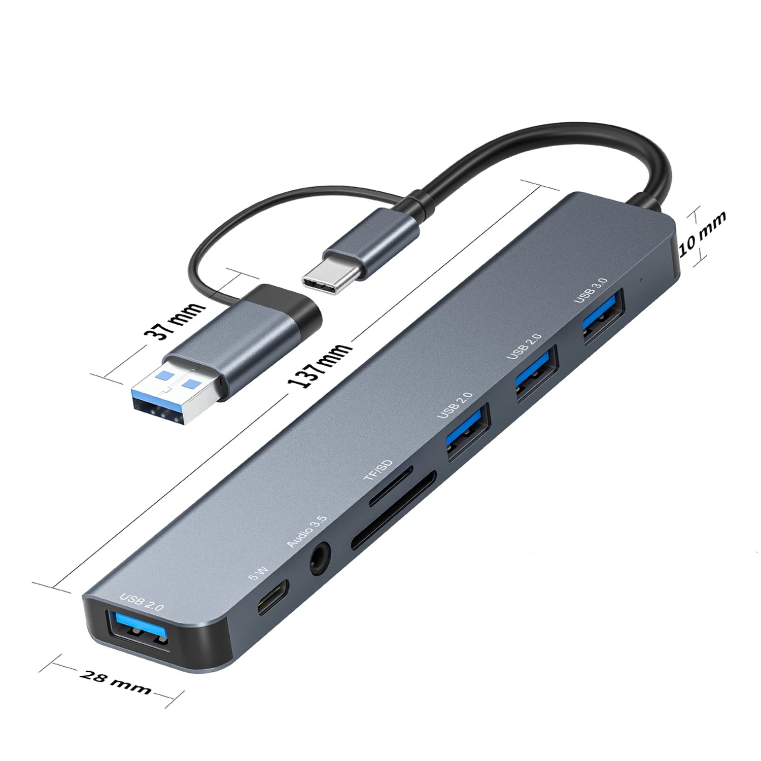 8 In 1 Ports USB Hub Multifunctional Adapter