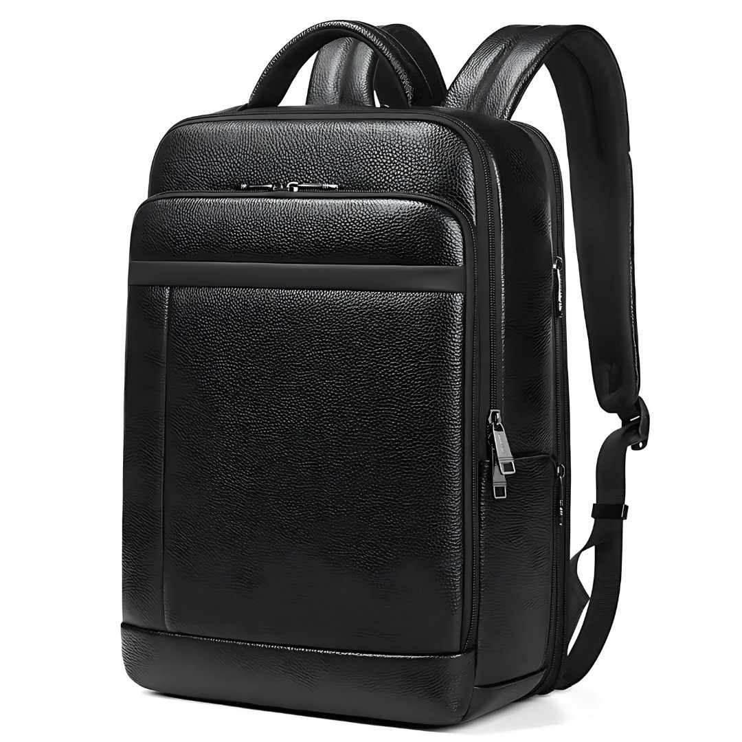 Premium Leather Backpack with Fingerprint Lock and USB Charging Port