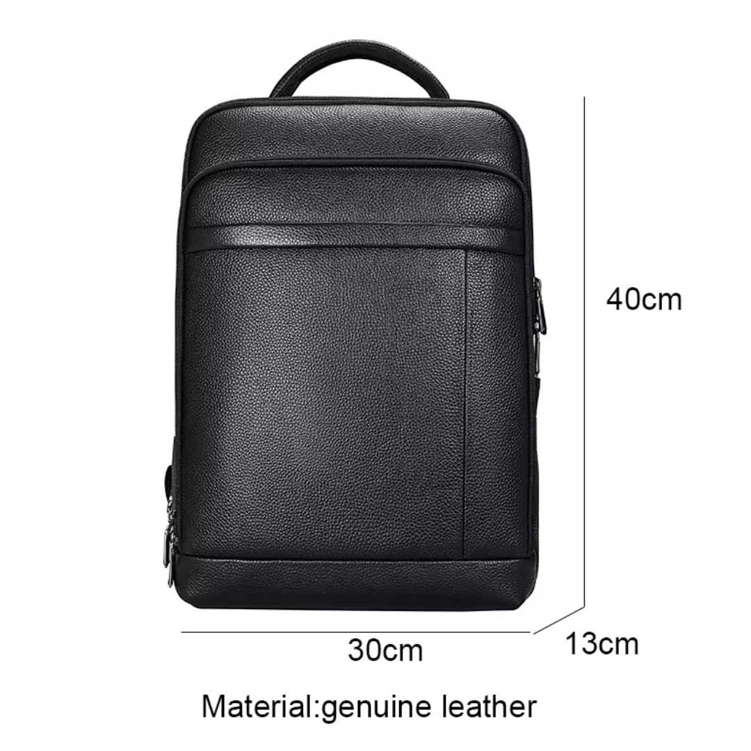 Premium Leather Backpack with Fingerprint Lock and USB Charging Port