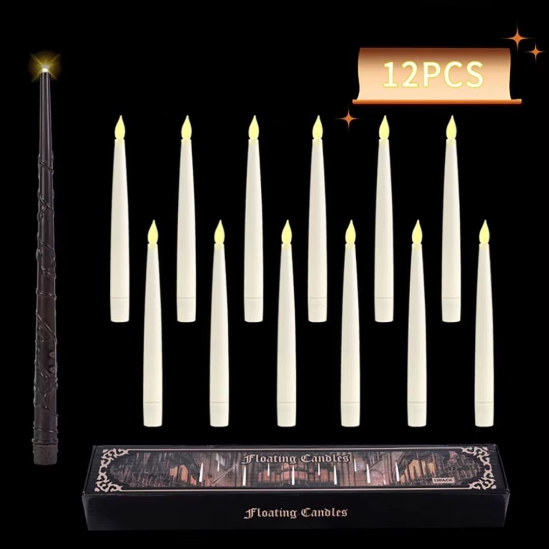 Magic Floating Candle Pack of 12 With Wand Remote