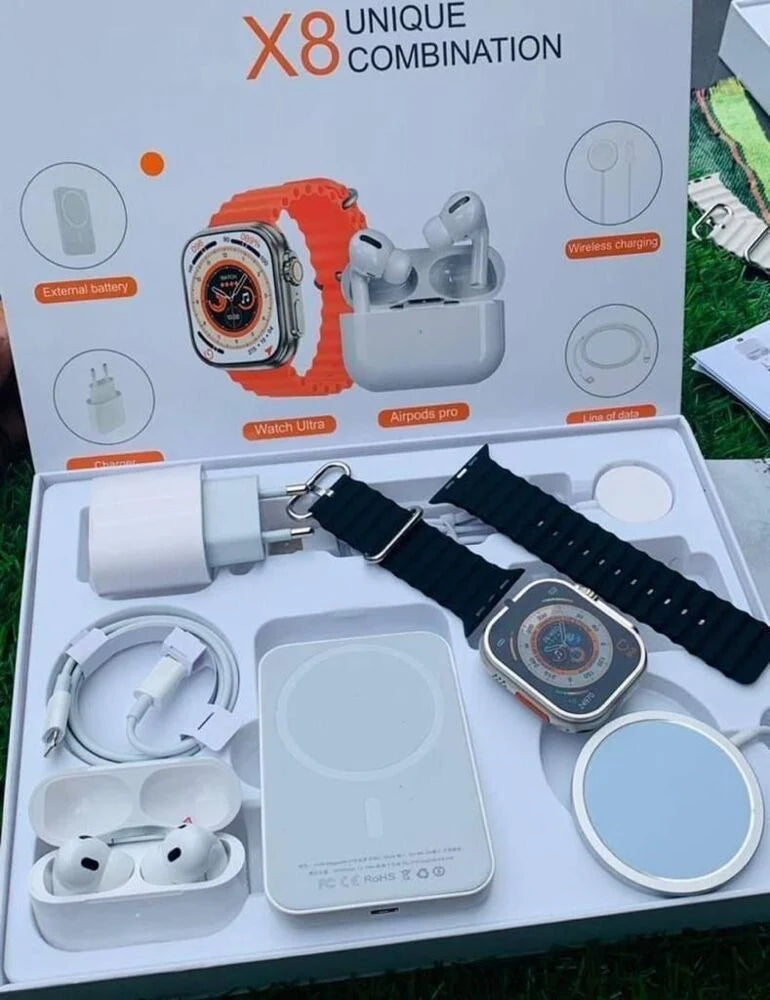 X8 Smartwatch with Power Bank and Wireless Earphone