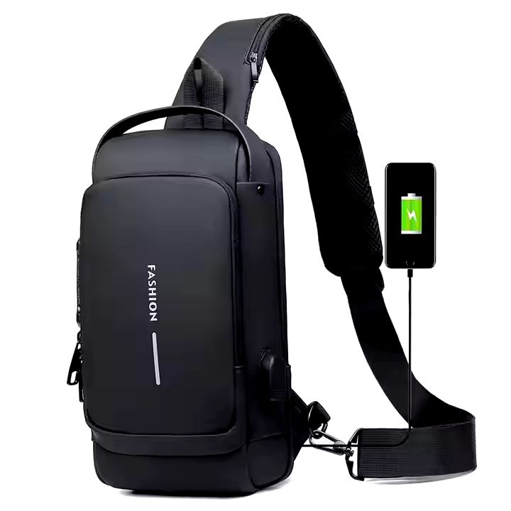 Waterproof Anti-Theft Crossbody Sling Bag with USB Charger