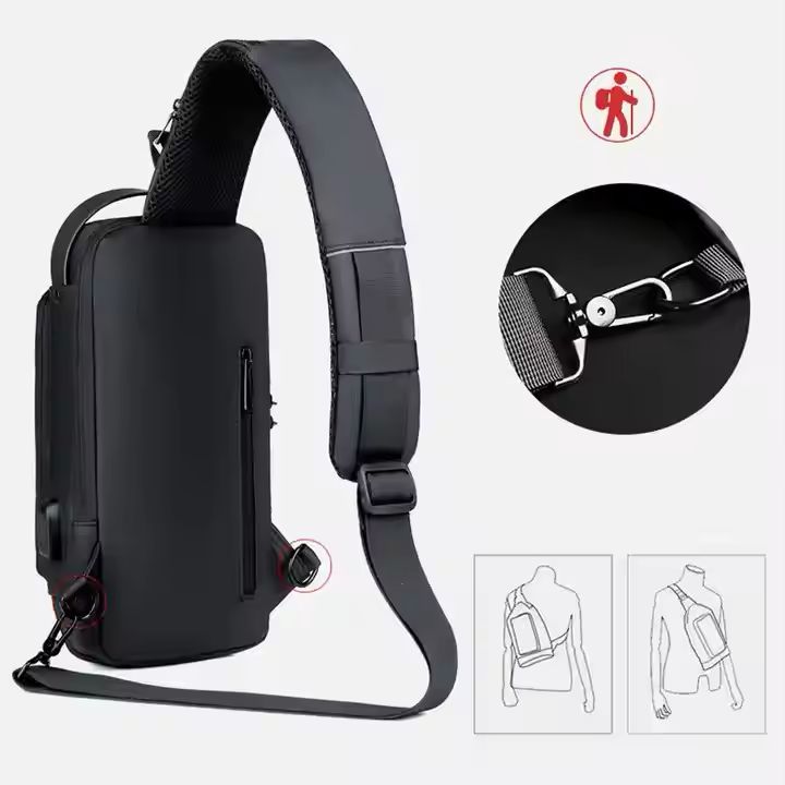 Waterproof Anti-Theft Crossbody Sling Bag with USB Charger