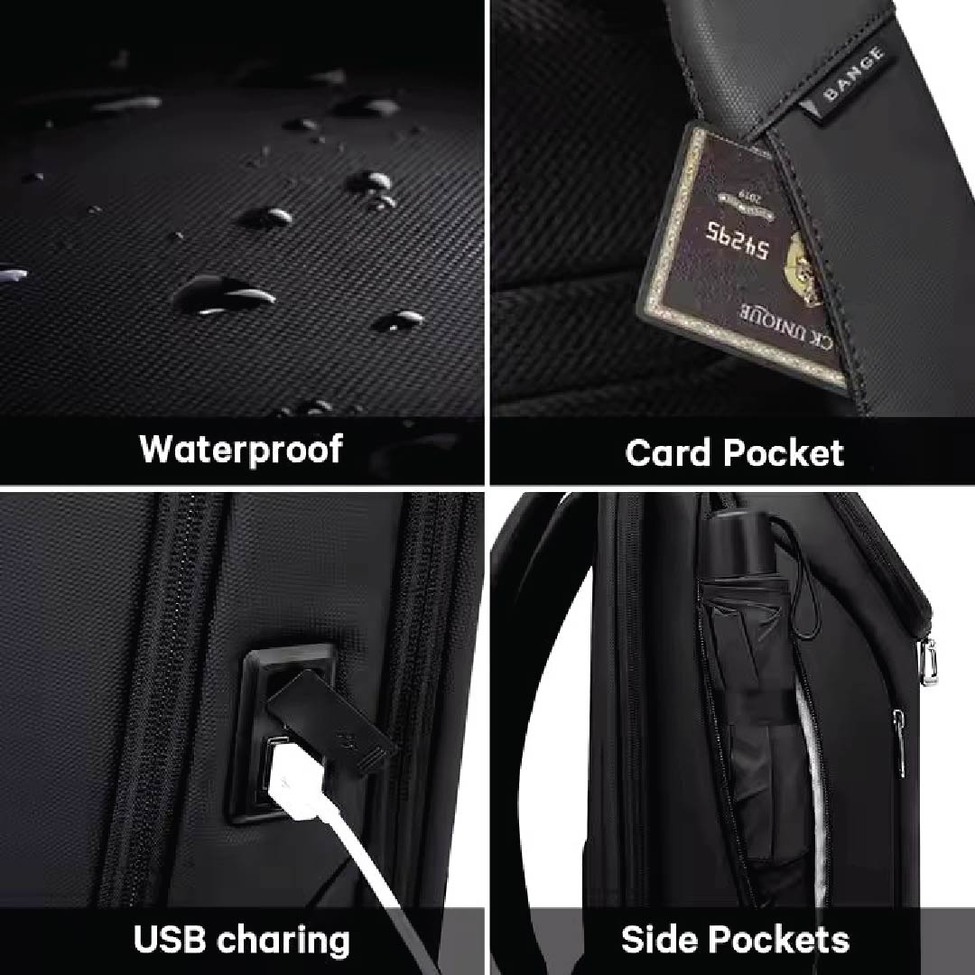 Waterproof Multi-Use Backpack with USB Charging and Shoulder Briefcase Design