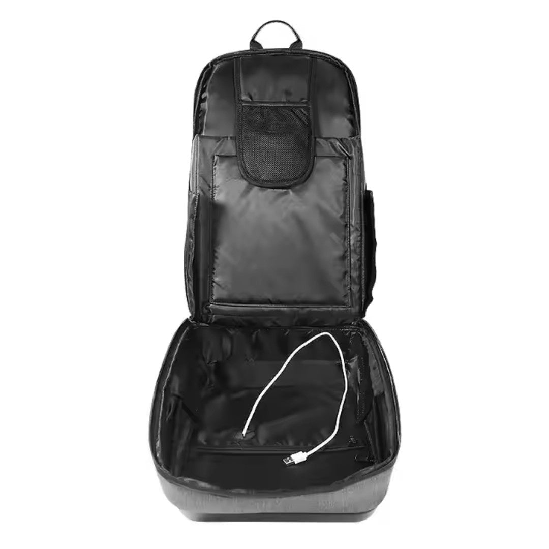 Futuristic Hard Shell LED Backpack – Waterproof, Smart, and Spacious