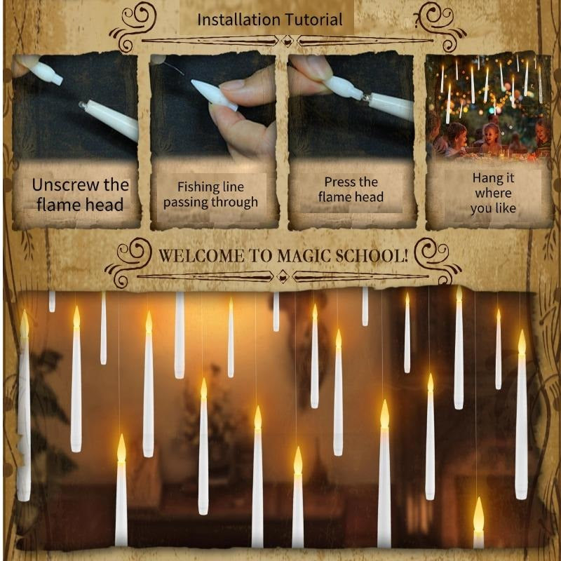 Magic Floating Candle Pack of 12 With Wand Remote