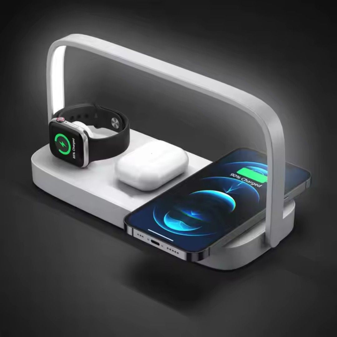 4-in-1 Wireless Charging Dock with Adjustable LED Lamp